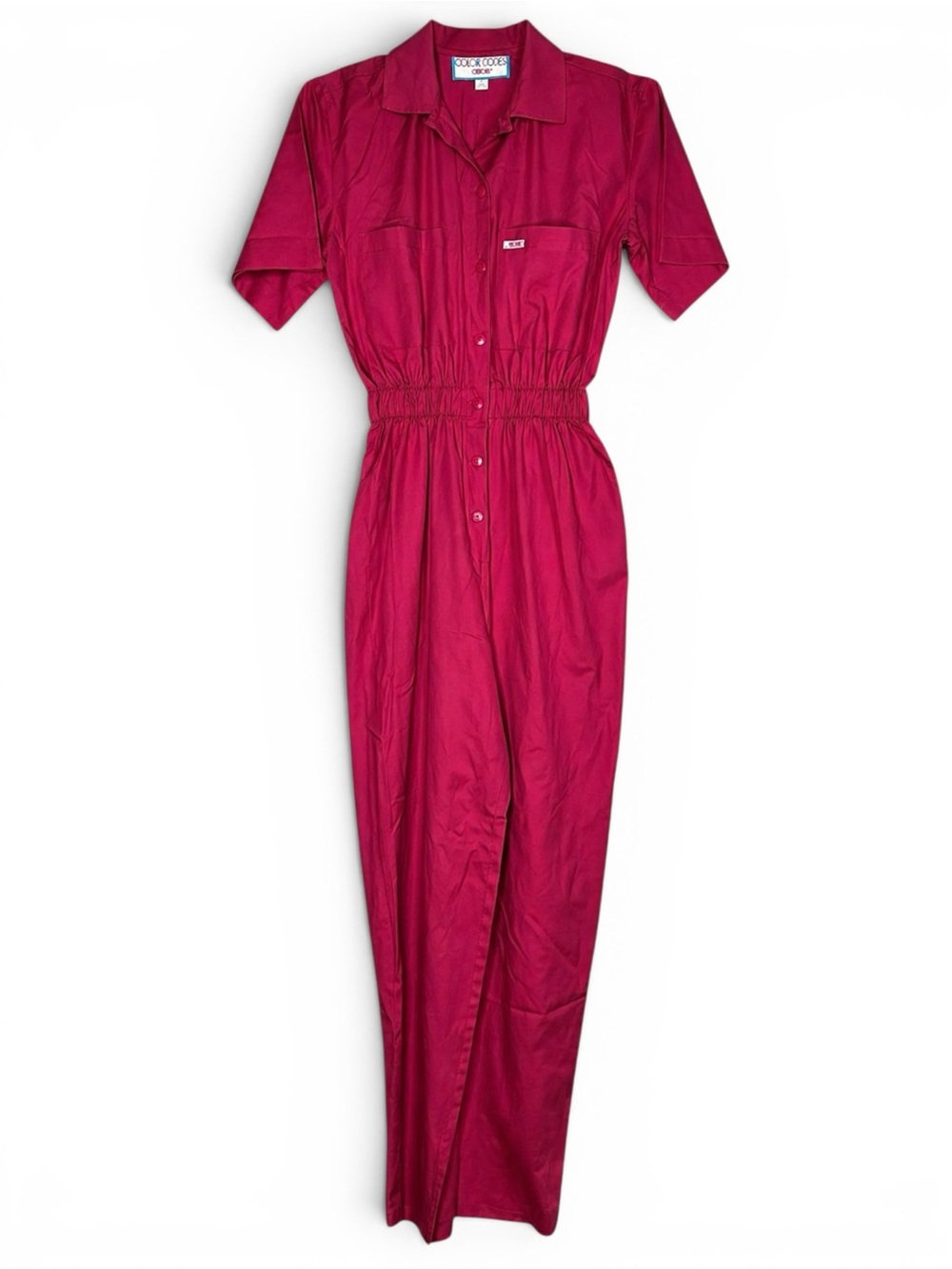 Vintage 80s Cherokee Utility Jumpsuit Raspberry Pink Made USA Coveralls M